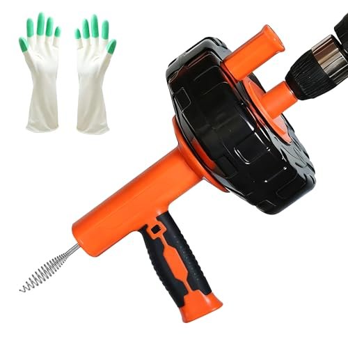 Drainsoon Auto Feed Drain Auger with Drill Adapter 33ft...