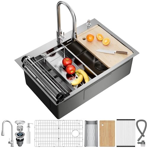 CAMMOO 33X22 Drop In Kitchen Sink, 304 Stainless Steel...