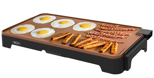 bella XL Electric Ceramic Titanium Griddle, Make 15 Eggs