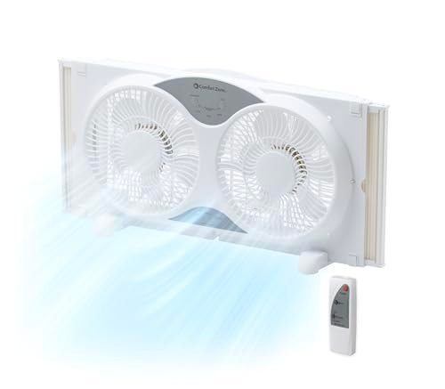 Comfort Zone Twin Window Fan with Remote Control,...