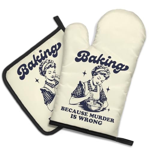 DYJYBMY Baking Because Murder is Wrong Funny Oven Mitt Set