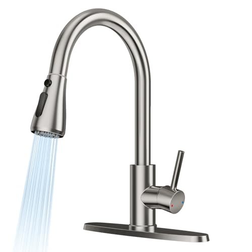 FEELSO Kitchen Faucets with Pull Down Sprayer, Brushed...