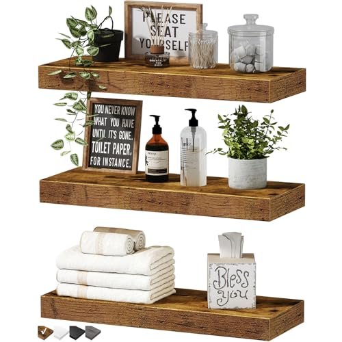 QEEIG Floating Shelves for Wall Bathroom Shelf, Set of 3