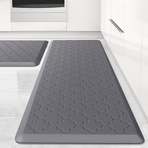 Kitchen Mat [2 PCS] Cushioned Anti-Fatigue Floor Mat, Grey