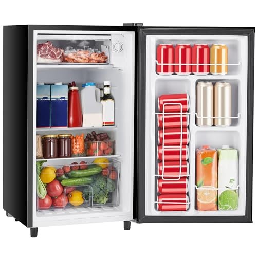 Sweetcrispy 3.2 Cu.Ft Mini Fridge with Freezer for Bedroom,...