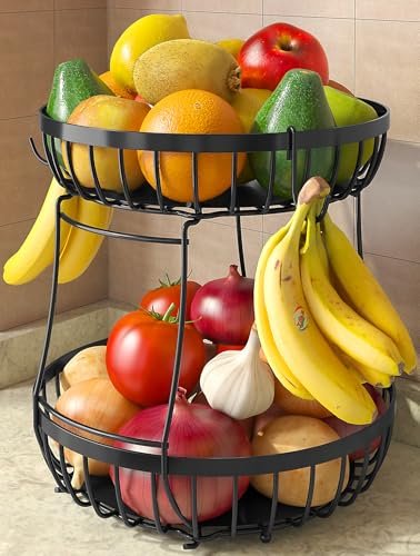 Sevenblue 2 Tier Large Fruit Basket for Kitchen Counter