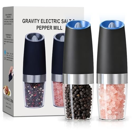 UNNEES Gravity Electric Salt and Pepper Grinder Set of 2