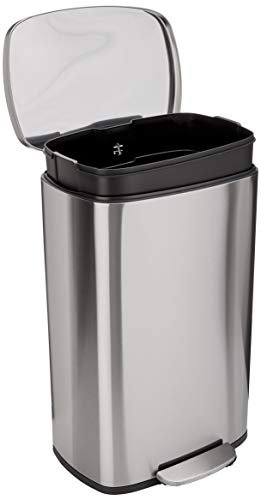 Amazon Basics Smudge Resistant Rectangular Trash Can, 50...