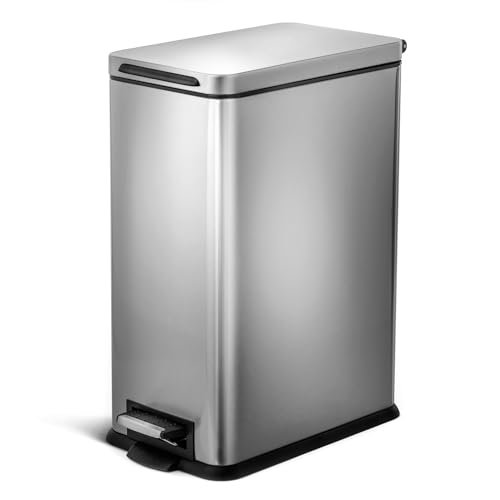 Home Zone Living 8 Gallon Slim Kitchen Stainless Trash Can