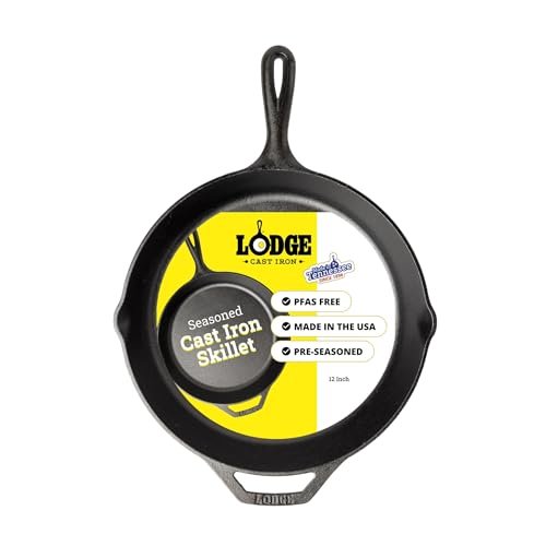 Lodge Seasoned Cast Iron Skillet 12 Inches Naturally...