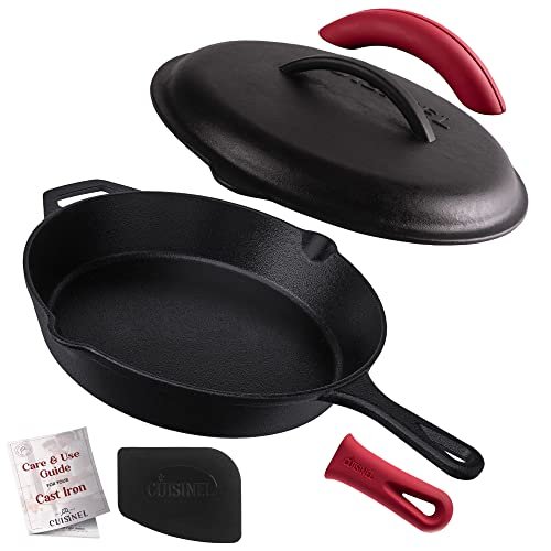 Cuisinel Cast Iron Skillet with Lid - 12-inch Pre-Seasoned