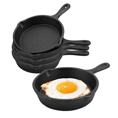 KEJJNYER 4 Pack Cast Iron Skillet 6 inch Nonstick Black