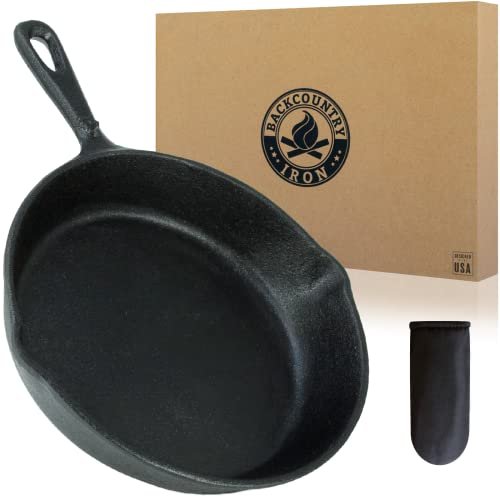 Backcountry Iron 8 Inch Round Medium Pre-Seasoned Cast Iron...