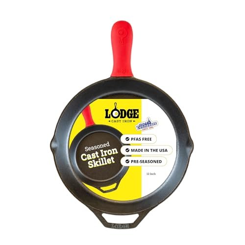 Lodge Seasoned Cast Iron Skillet 12 Inches Nonstick Frying...