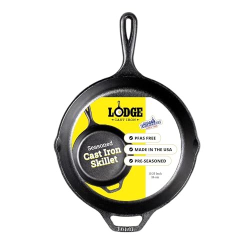 Lodge Seasoned Cast Iron Skillet 10.25 Inches Non-Stick,...