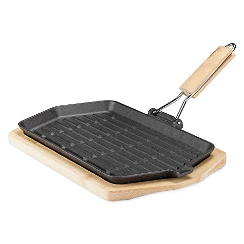 Navaris Sizzling Cast Iron Skillet Set - Fajita Grill Pan