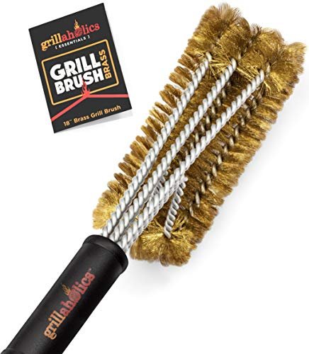Grillaholics Brass Grill Brush – Safe BBQ for Porcelain...