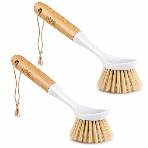 Kitchen Dish & Cast Iron Brush with Scraper 2-Pack