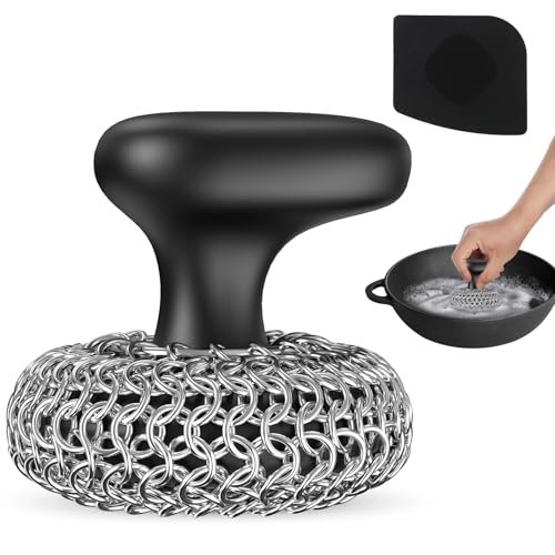 Purgreat Cast Iron Scrubber | Dish Scrub Chainmail for Pans