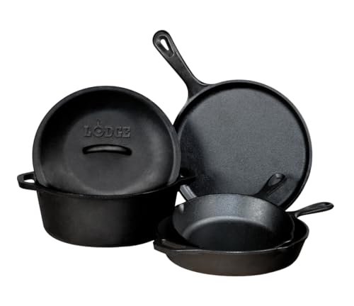 Lodge Cast Iron Set - 5-Piece Set Pre-Seasoned Cookware