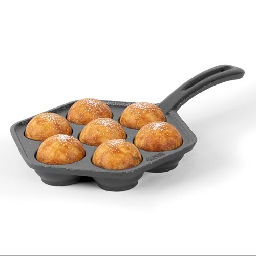 Commercial CHEF Danish Aebleskiver Pan, Pre-Seasoned Cast...