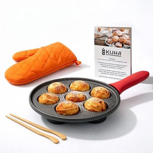 KUHA Cast Iron Aebleskiver Pan | Pre-Seasoned Multi-use