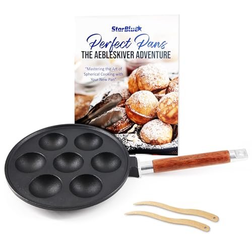 StarBlue 7-Hole Cast Iron Aebleskiver Pan Detachable Handle...