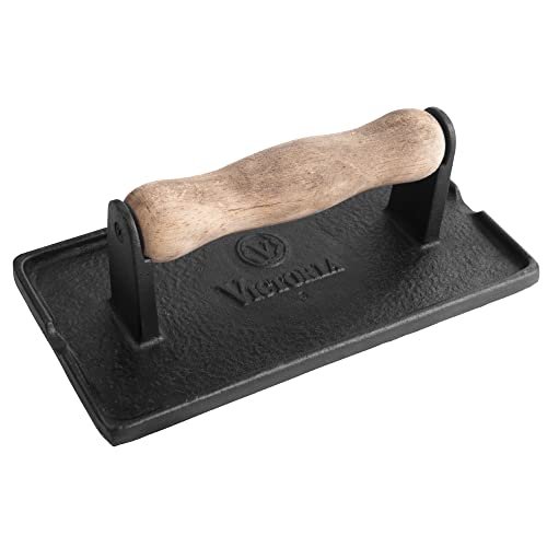 Victoria Cast Iron Panini Press, Burger Press, Seasoned...