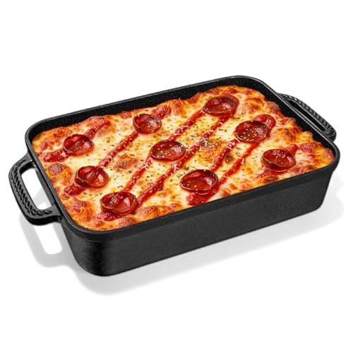 Lvmol Cast Iron Detroit Pizza Pan - 9x13 Deep Dish