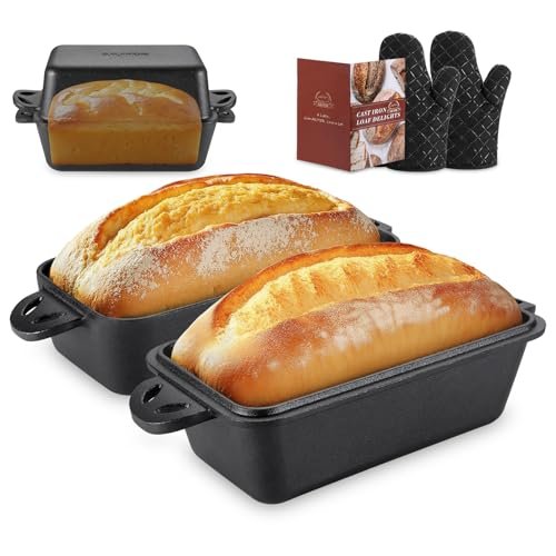 AILITOR Cast Iron Loaf Pan with Lid 2 Piece Set