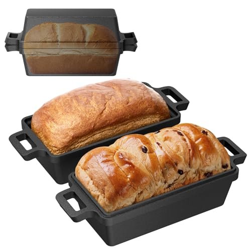 Heimekite 9×5 Inch Cast Iron Loaf Pan with Lid 2pc