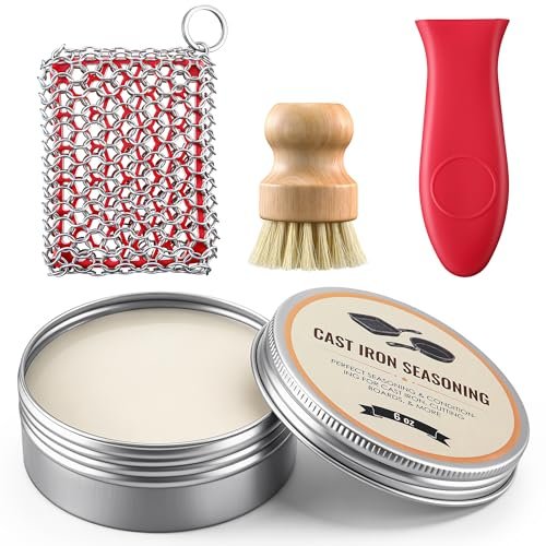 4pcs Cast Iron Cleaner and Care Kit for All Cookware