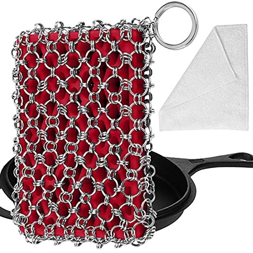Herda 316L Cast Iron Scrubber Cleaner, Large chainmail.