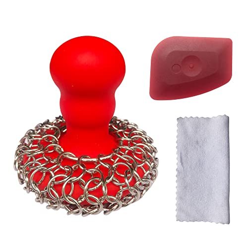 316 Upgraded Chainmail Scrubber with Silicone Handle Cast...