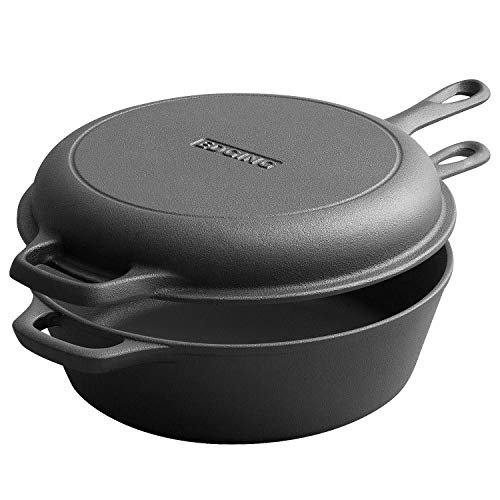 EDGING CASTING 2-in-1 Pre-Seasoned Cast Iron Dutch Oven