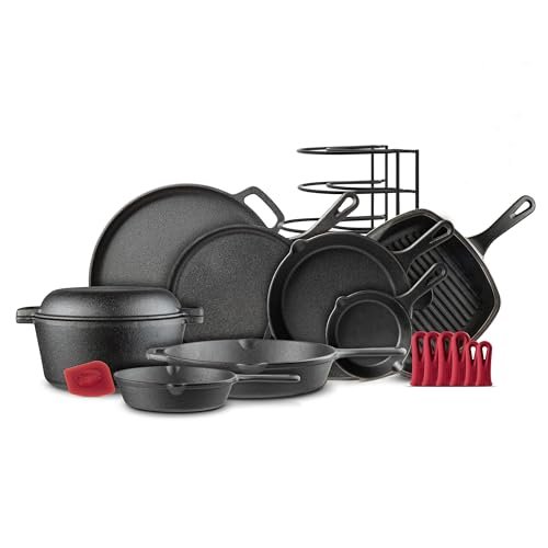 Cast Iron Cookware 18-Piece Set - Pre-Seasoned Essentials