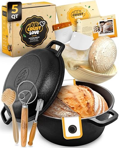 CRUSTLOVE Cast Iron Dutch Oven for Bread Sourdough Kit