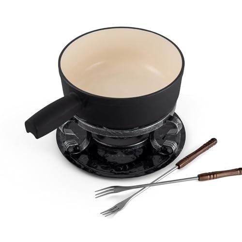 Swissmar Lugano Cast Iron Cheese Fondue Set, 2QT Matte...