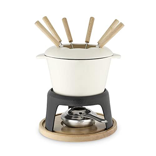 Twine Cast Iron Fondue Set with Metal Stand and Forks