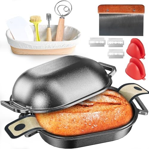 Cast Iron Dutch Oven for Bread Baking, 7.5QT Kit.