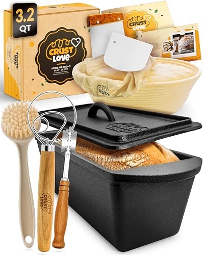 CRUSTLOVE Rectangular Cast Iron Dutch Oven for Bread Baking