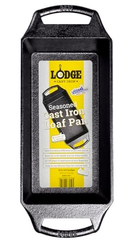 Lodge Seasoned Cast Iron Loaf Pan 8.5 Inches Even Browning