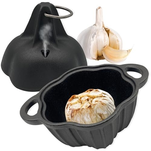 AOKDEER Garlic Roaster Baker, Cast Iron Potato Cooker Smoker