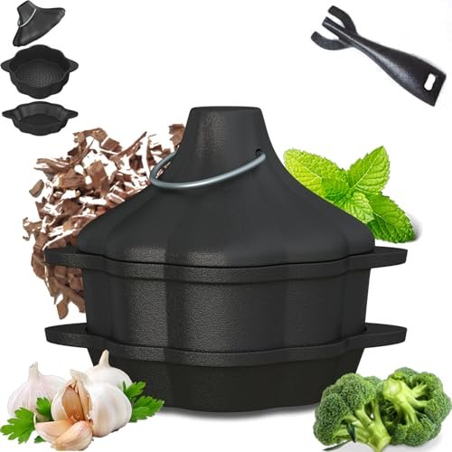 Aurionix Cast Iron Garlic Roaster with Handle, Pre-Seasoned...