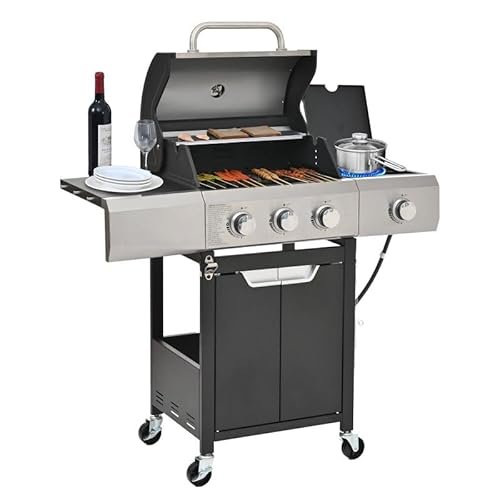 Endark 3-burner propane grill, 40,500 BTU with side-fire...