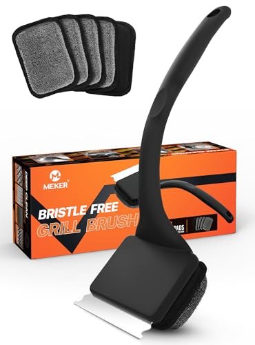 MEKER Grill Brush Bristle Free, Grill Cleaner with Scraper