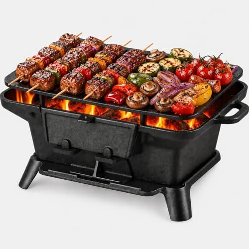 Hibachi Grill Outdoor, Portable Mini Charcoal Grill, Cast...