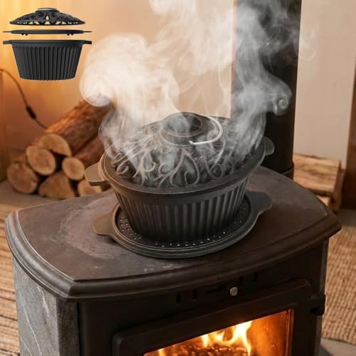 Aurionix Wood Stove Steamer, Cast Iron Humidifier Pot with...