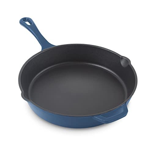 Zakarian by Dash 11 Inch Nonstick Cast Iron Skillet Blue