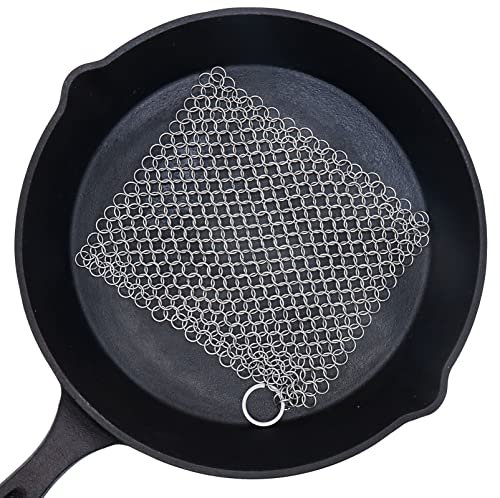 BabriInta Cast Iron Cleaner - 6 Inch Stainless Chainmail...